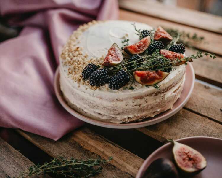 strawberry cake on white ceramic plate